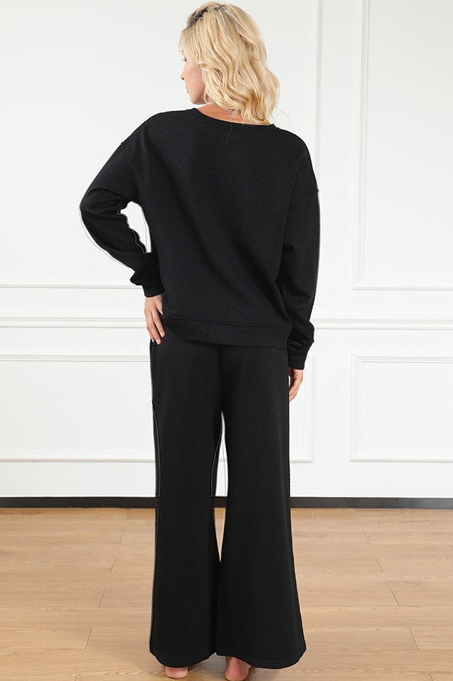 Ensemble Texturé à Manches Longues et Pantalon