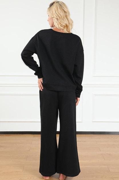Ensemble Texturé à Manches Longues et Pantalon