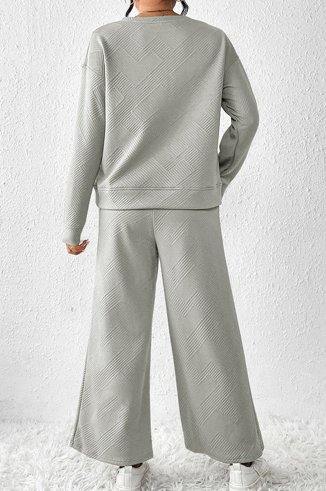 Ensemble Texturé à Manches Longues et Pantalon