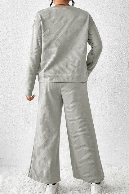 Ensemble Texturé à Manches Longues et Pantalon