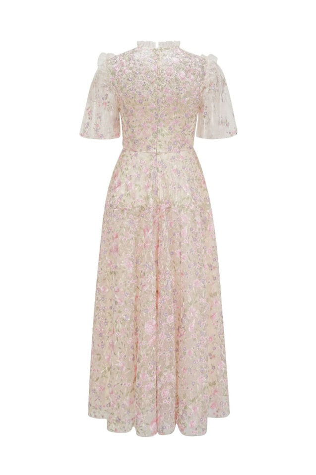 Robe Maxi En Tulle Brodée Opulente