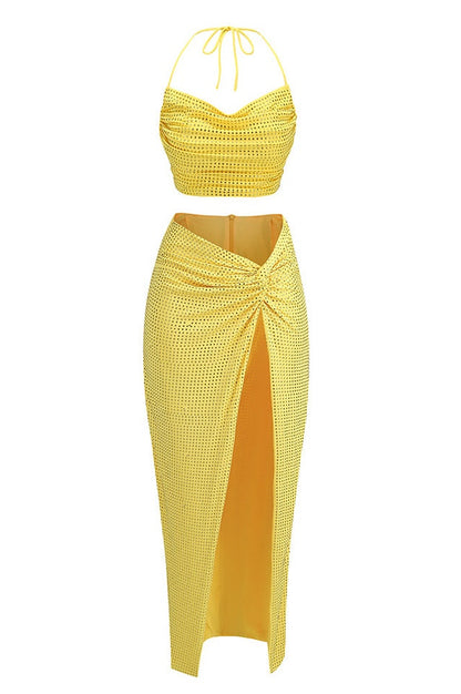 Ensemble Diamant Plissé à Col Halter Solvia