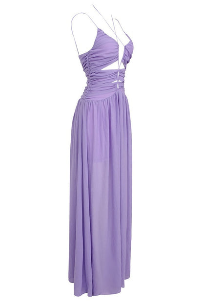 Robe Maxi Fendue et Froissée
