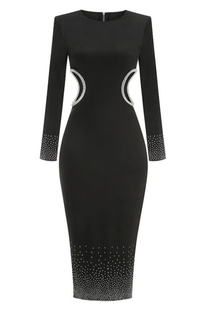 Robe Midi Évasée Découpée et Brodée