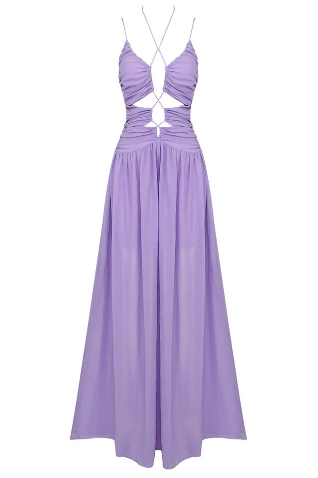 Robe Maxi Fendue et Froissée