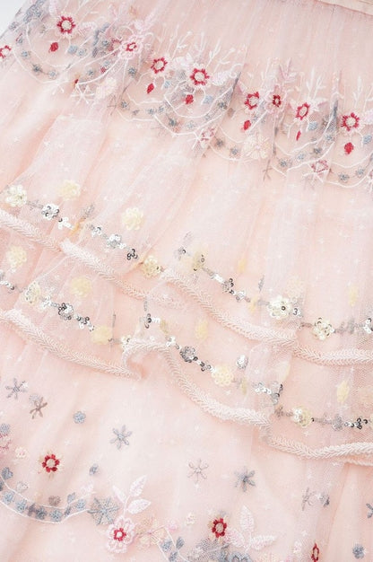 Robe Vintage Brodée Margot en Rose