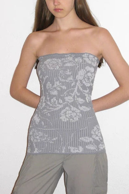 Top Ribbé Imprimé Floral
