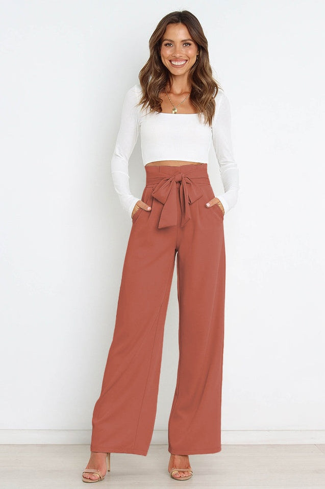 Pantalon Évasé à Ceinture Coordonné