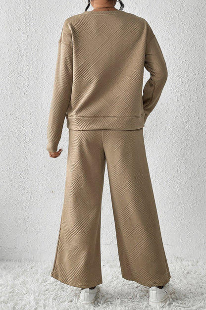 Ensemble Texturé à Manches Longues et Pantalon