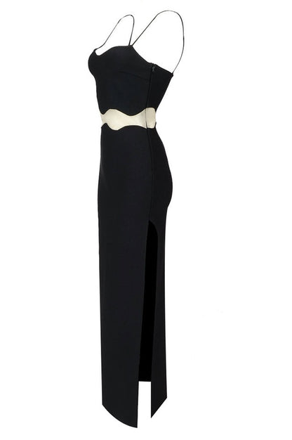 Robe Maxi Épousant Noir en Bandage
