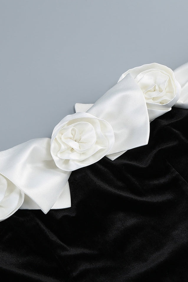 Robe en Velours Duchesse à Bows, Épaules Nues