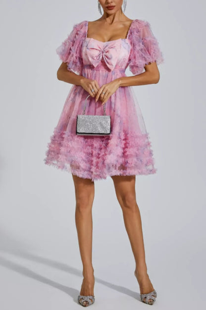 Robe Mini à Manches Bouffantes Raquel