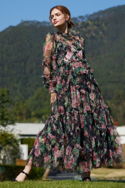 Robe en Maille Florale Aurora