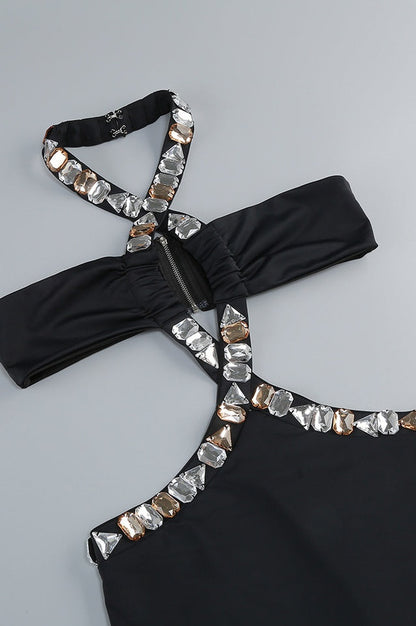 Robe Maxi à Encolure Halter Découpée Alma Diamante