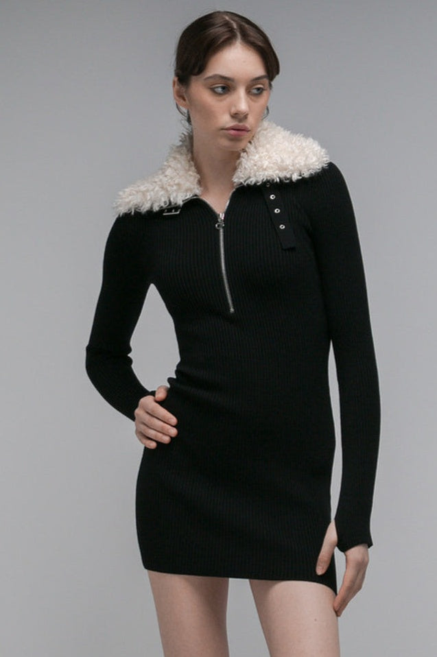 Robe Tricotée à Col Bouffant et Détails Zippés - Révier Paris