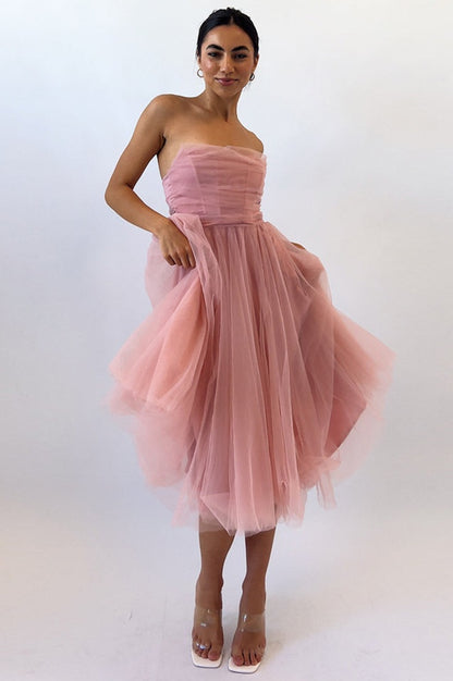Robe Midi Évasée à Volants