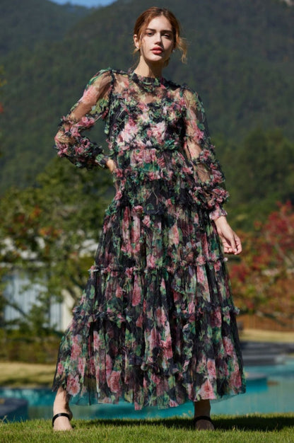Robe en Maille Florale Aurora
