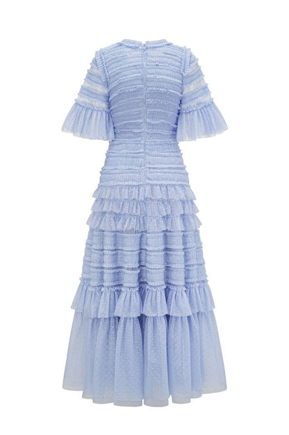Robe Midi Évasée à Manches Flottantes et Superposée Harper