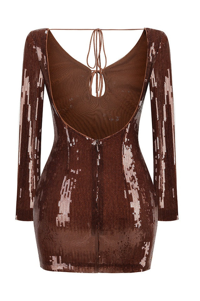 Robe Mini à Manches Longues en Sequins Aoibhe