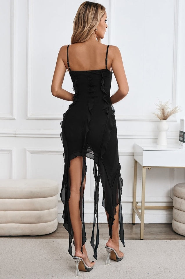 Robe Midi en Chiffon Coupe Sirène