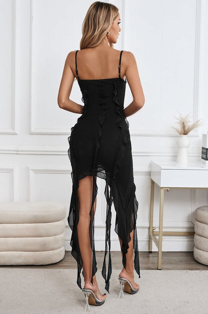 Robe Midi en Chiffon Coupe Sirène