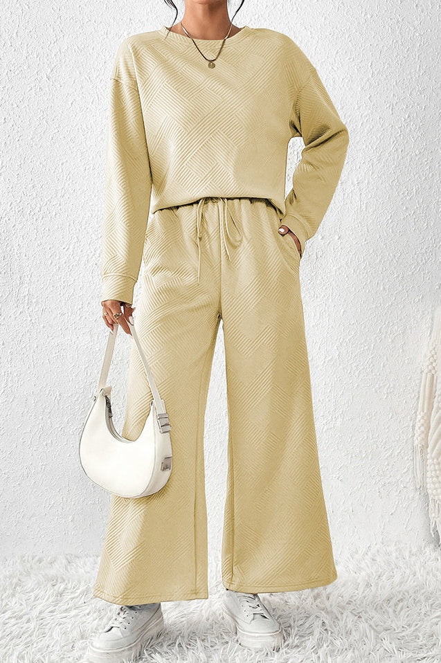 Ensemble Texturé à Manches Longues et Pantalon