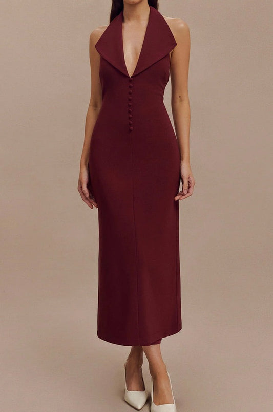 Robe Midi Halter en Crêpe Annita - Révier Paris