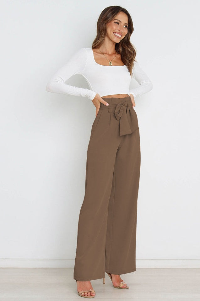 Pantalon Évasé à Ceinture Coordonné