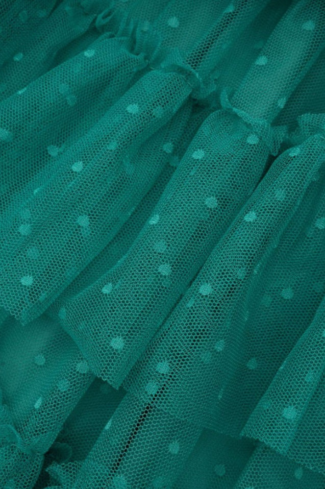 Robe de Cérémonie Évasée à Volants Décolleté Bardot