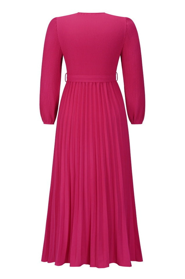 Robe Plissée Évasée à Col en V