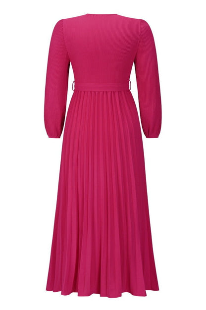 Robe Plissée Évasée à Col en V