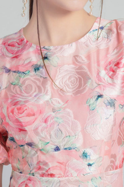 Robe Midi à Manches Bouffantes