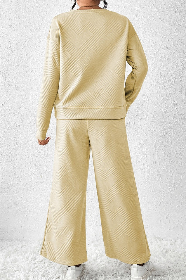 Ensemble Texturé à Manches Longues et Pantalon