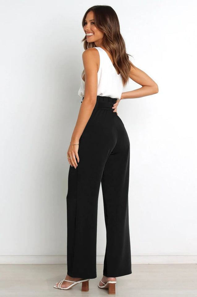 Pantalon Évasé à Ceinture Coordonné