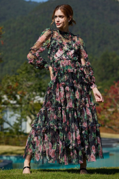 Robe en Maille Florale Aurora