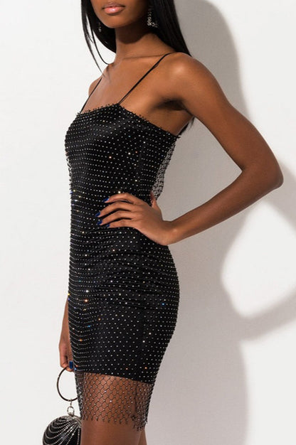 Robe Mini Brodée de Diamants