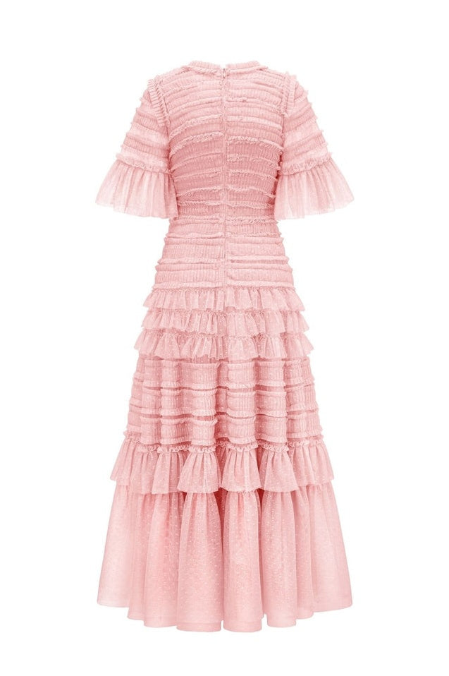 Robe Midi Évasée à Manches Flottantes et Superposée Harper