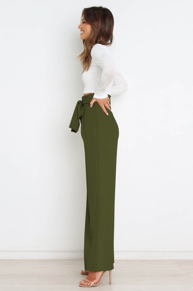 Pantalon Évasé à Ceinture Coordonné