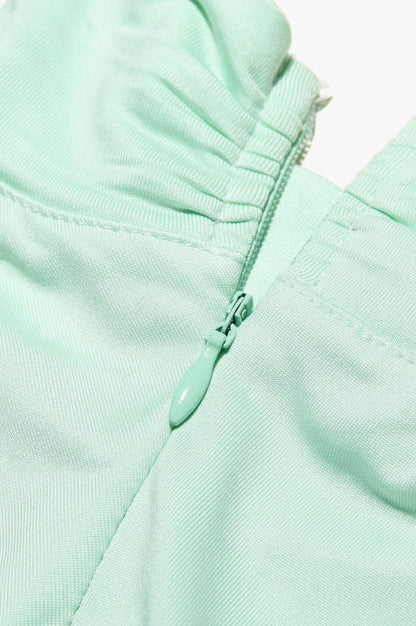 Robe Mini à Volants et Manches Évasées Camilla Pistache