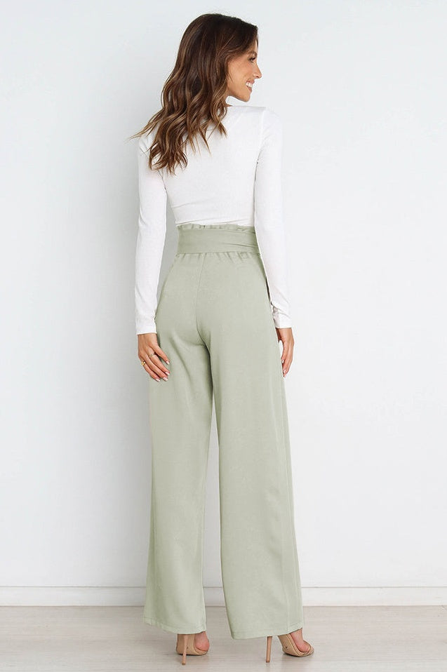 Pantalon Évasé à Ceinture Coordonné