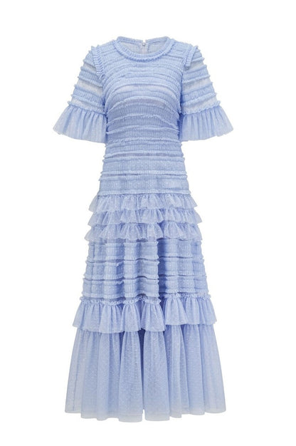 Robe Midi Évasée à Manches Flottantes et Superposée Harper