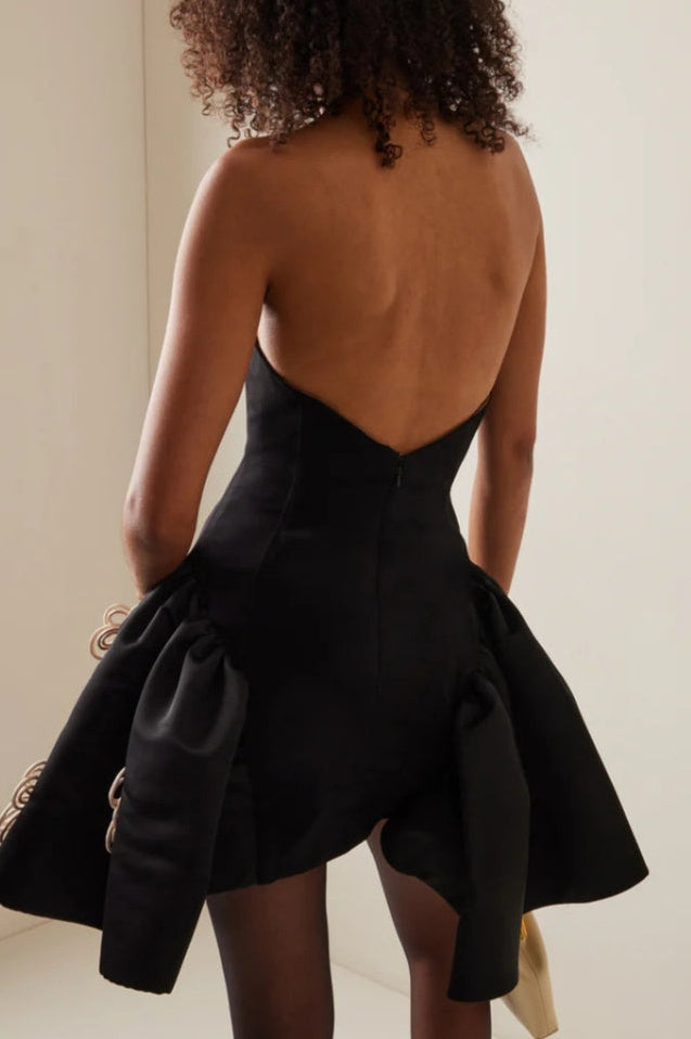 Robe Mini Brodée à Corset avec Applications Florales