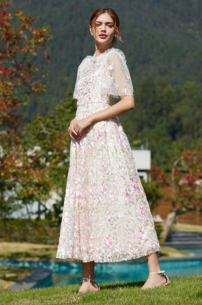 Robe Maxi En Tulle Brodée Opulente