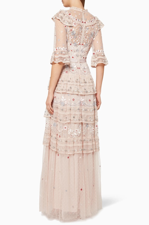 Robe Vintage Brodée Margot en Rose