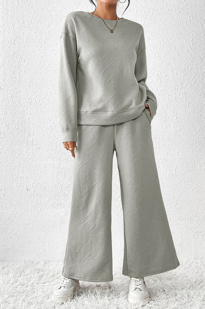 Ensemble Texturé à Manches Longues et Pantalon