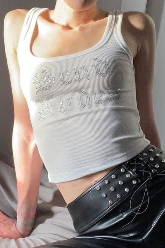 Débardeur Strass "Send Nudes"
