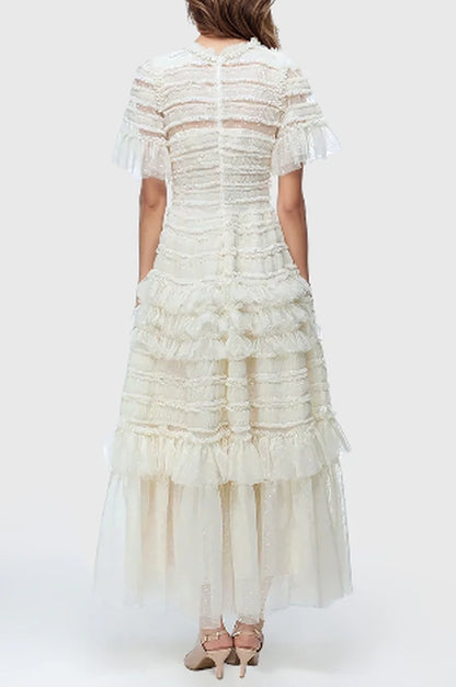 Robe Midi Évasée à Manches Flottantes et Superposée Harper