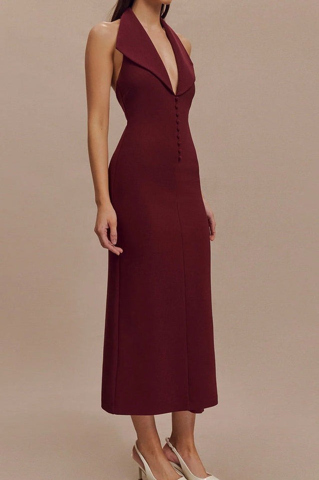 Robe Midi Halter en Crêpe Annita