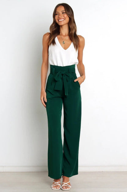 Pantalon Évasé à Ceinture Coordonné