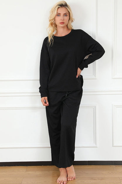 Ensemble Texturé à Manches Longues et Pantalon